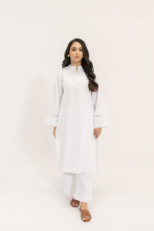 Bahar Plain Textured White Suit