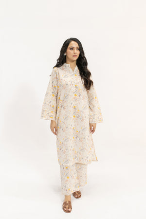 Marma Yellow Pearl Floral Print Suit