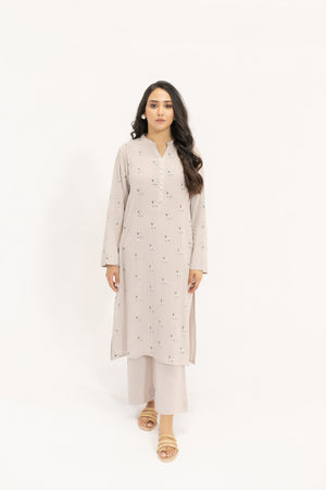 Nina Tia Textured Suit With White Floral Embroidery