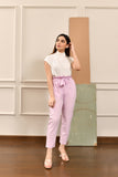 Marina Ruched Lilac Belted Pant