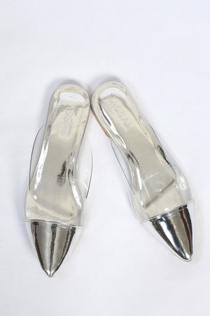 Silver PVC Pointy Toe Flats