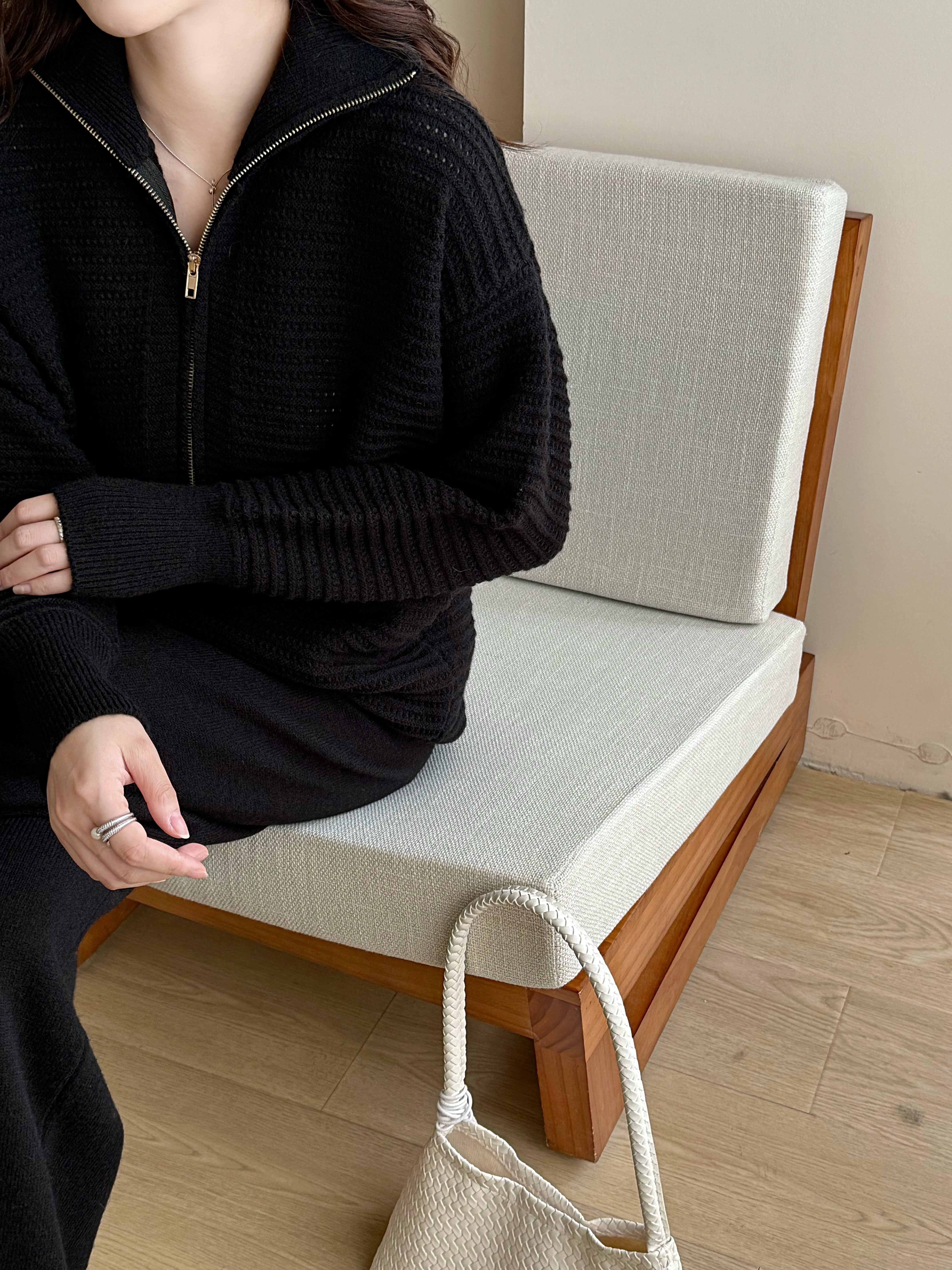 LOLO KNIT DETAIL SUIT BLACK