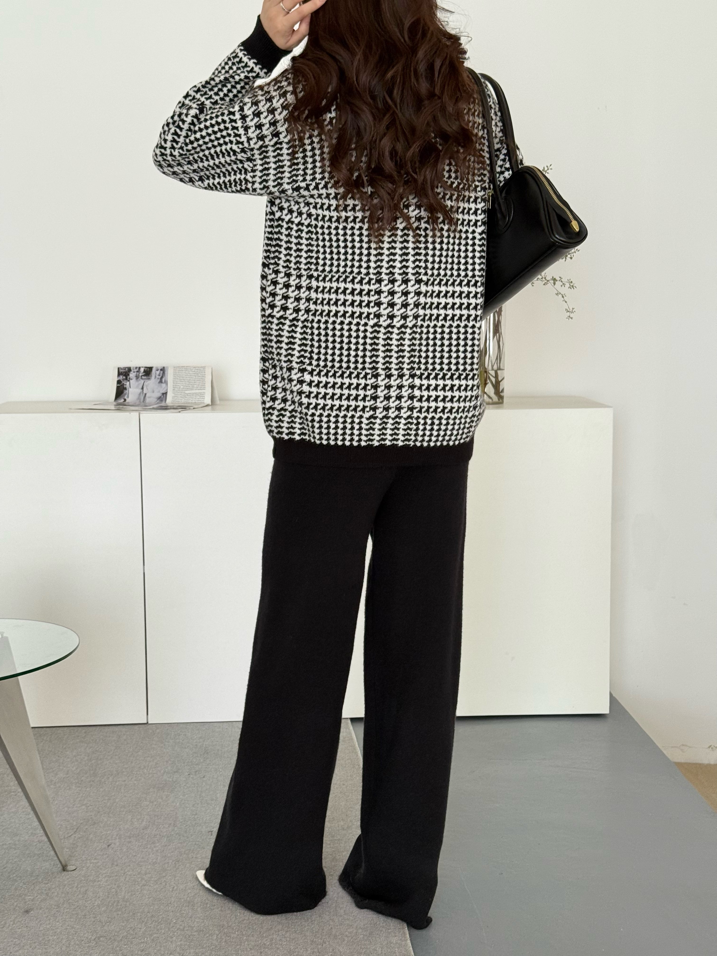 ZUZU THREE PIECE CHEQUERED KNIT SUIT