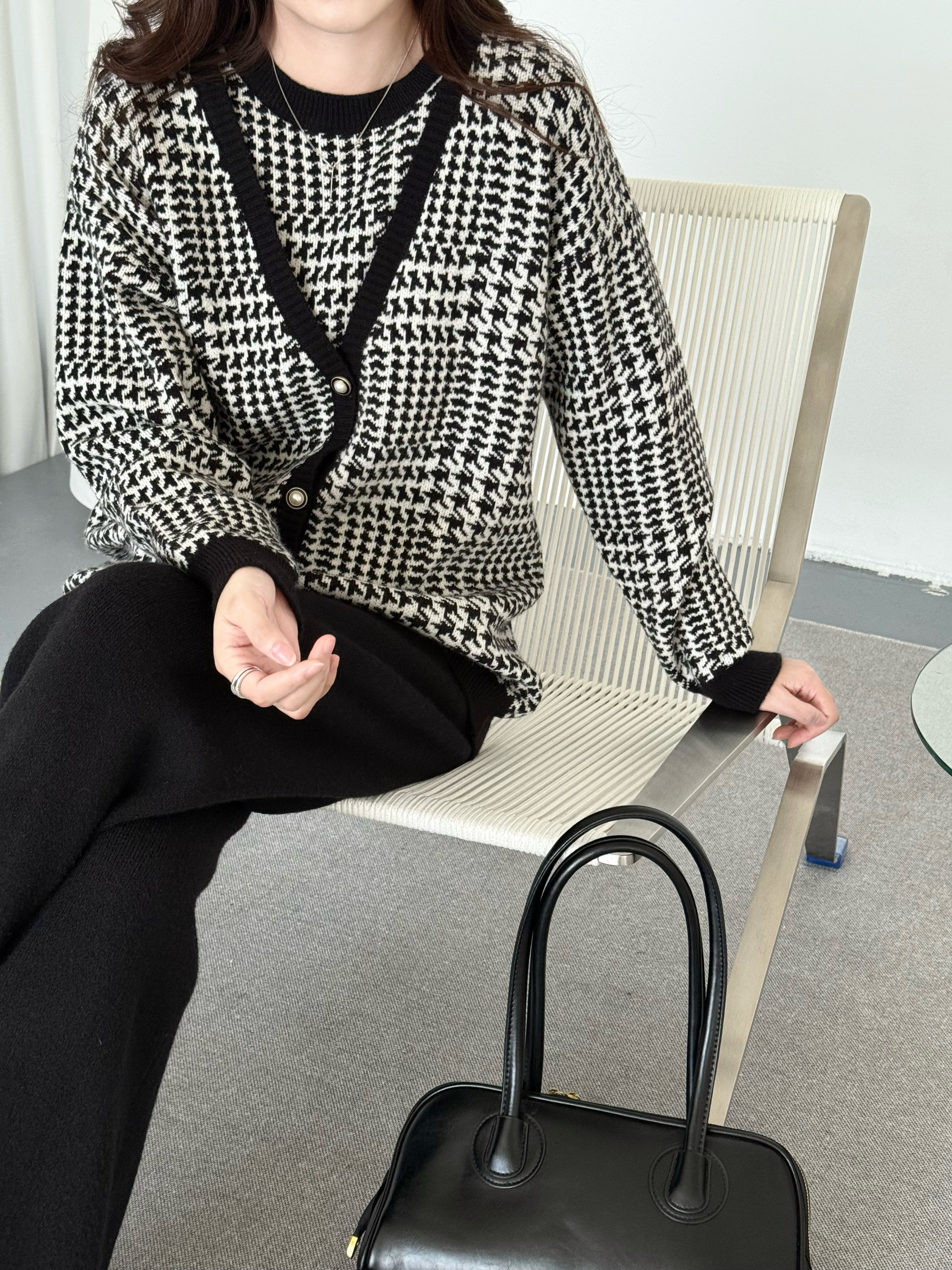 ZUZU THREE PIECE CHEQUERED KNIT SUIT