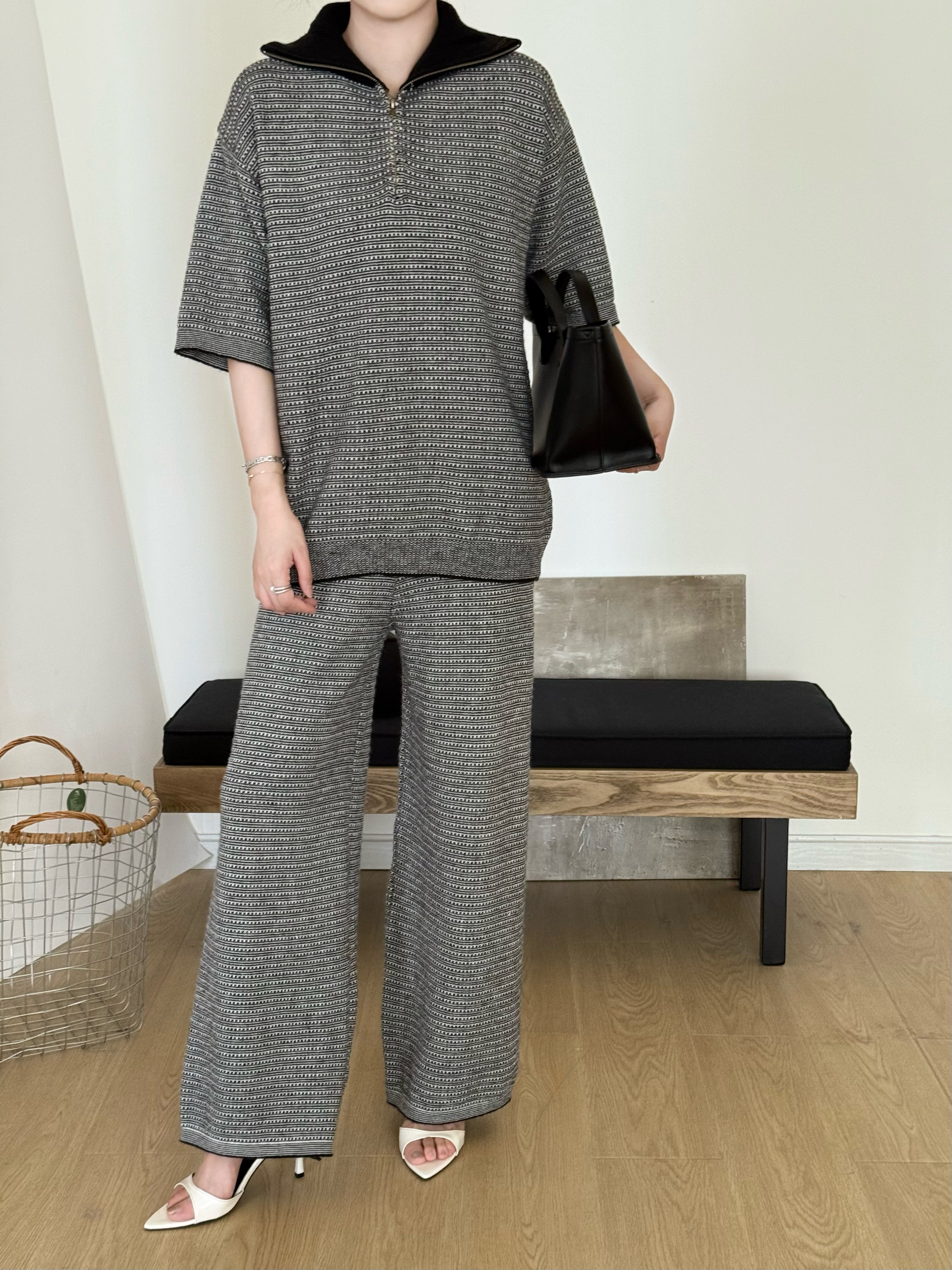 Lolo Knit Detail Suit Black