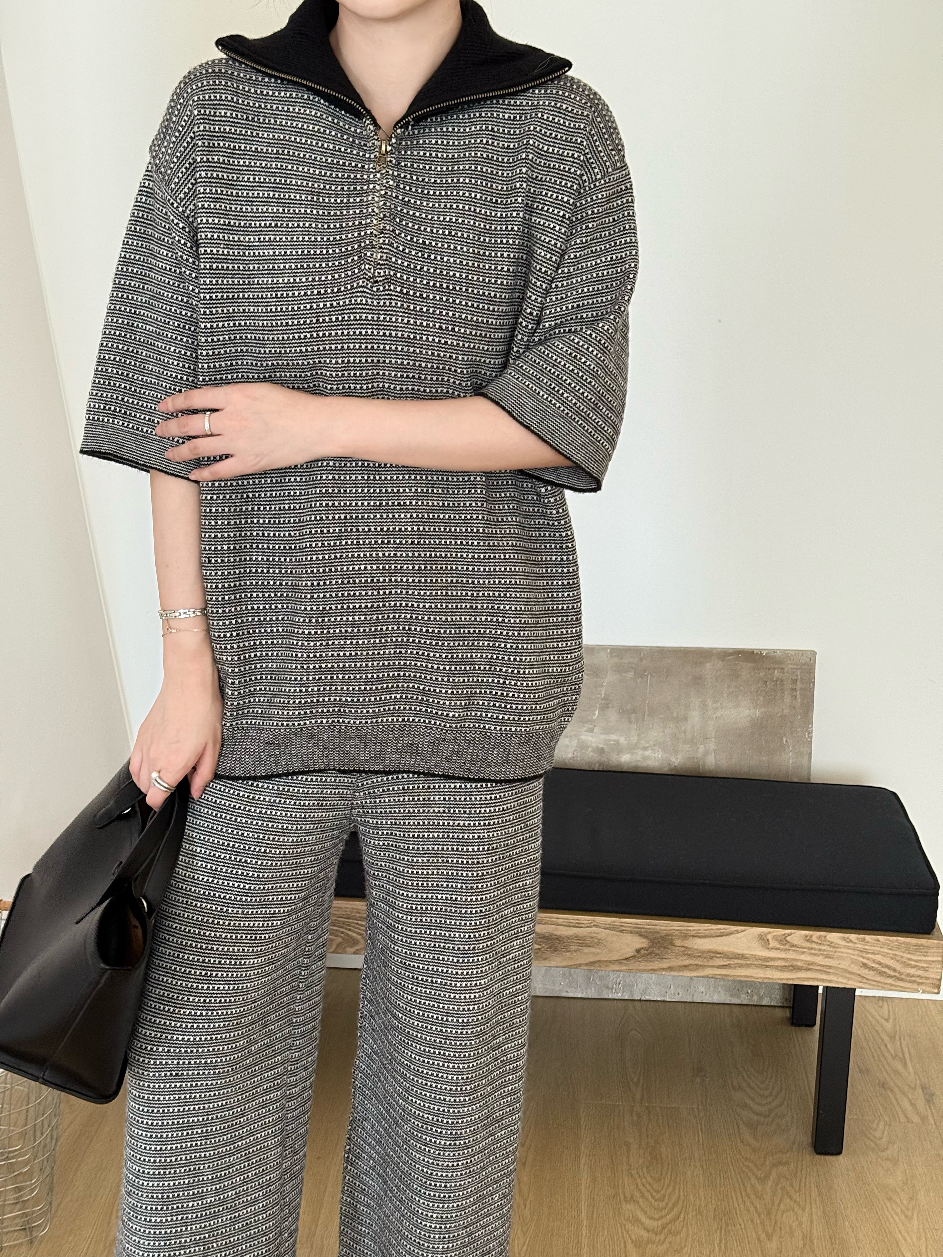 Lolo Knit Detail Suit Black