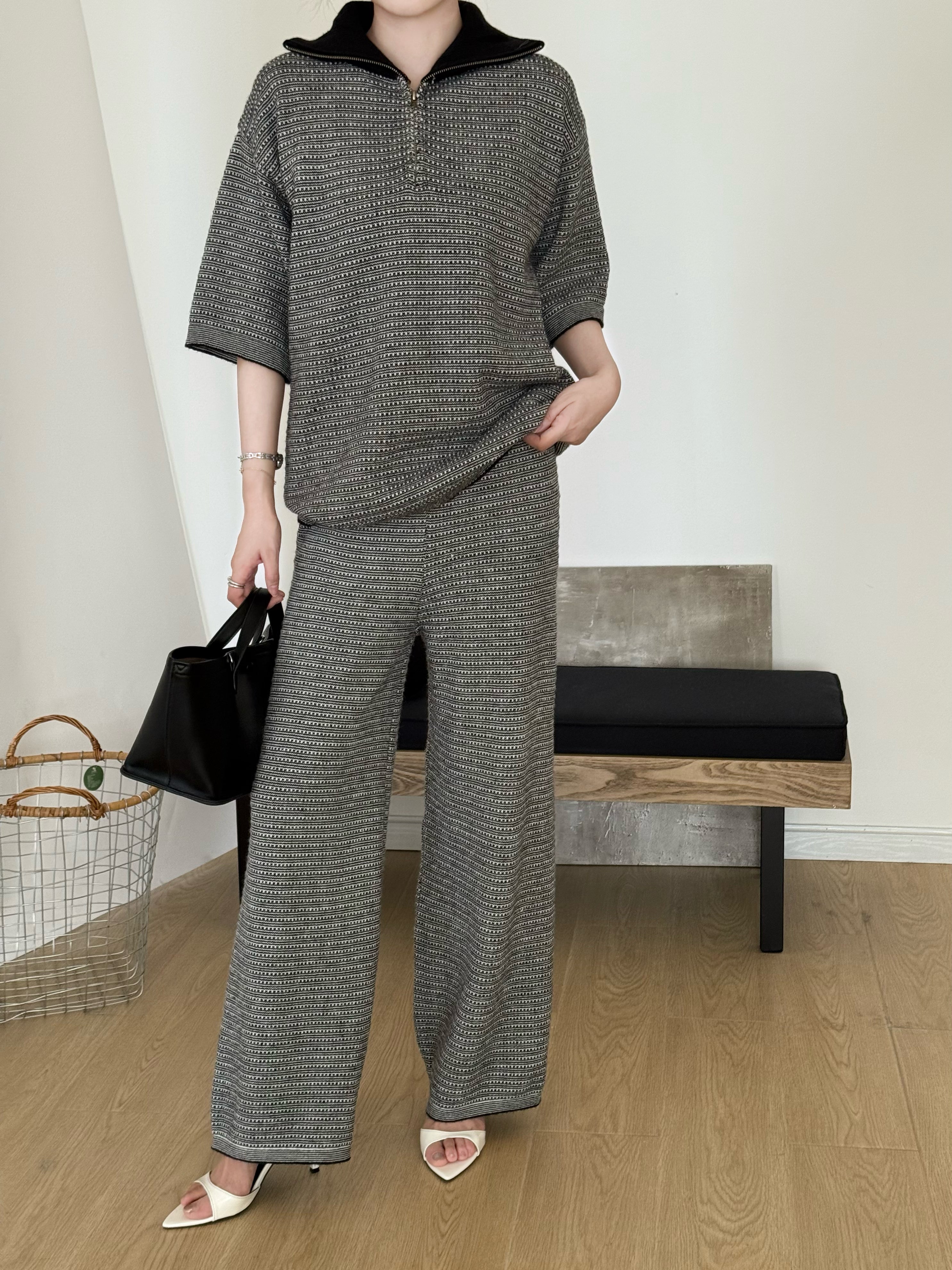 Lolo Knit Detail Suit Black