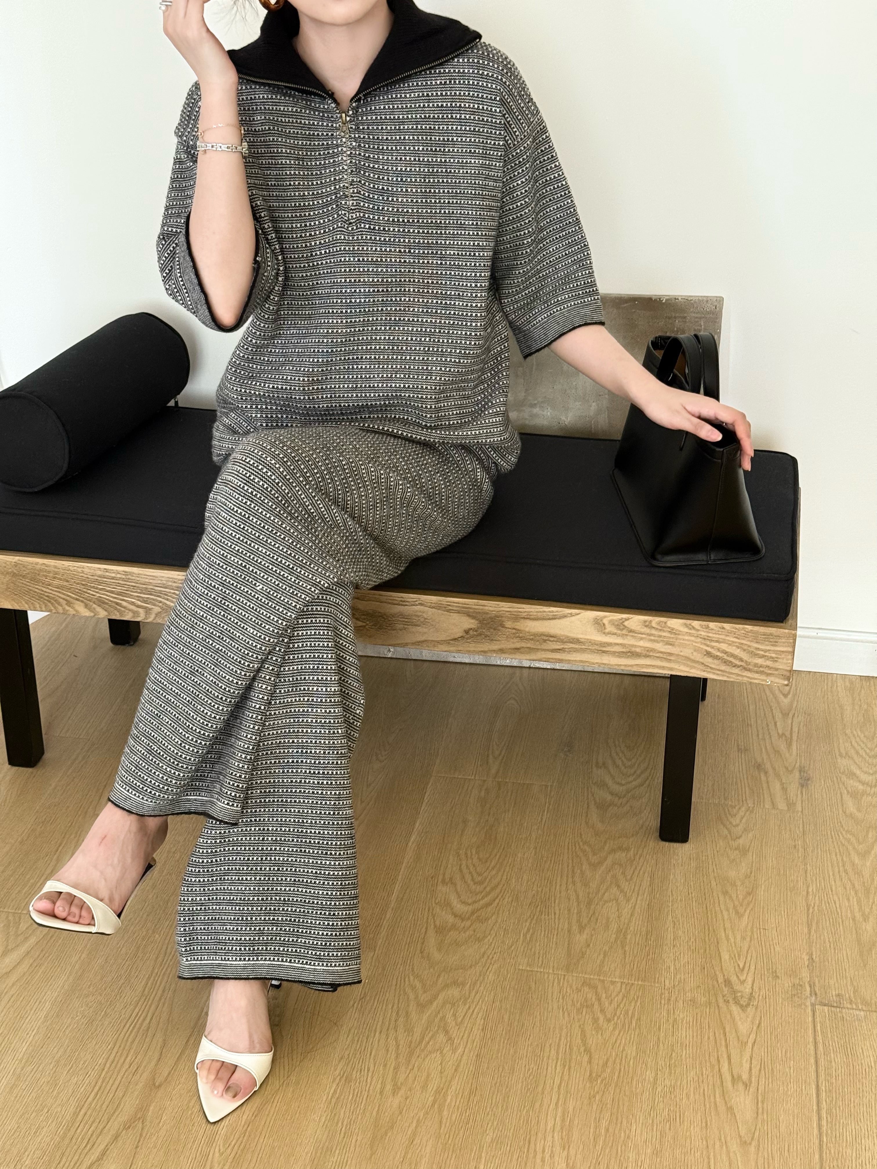 Lolo Knit Detail Suit Black