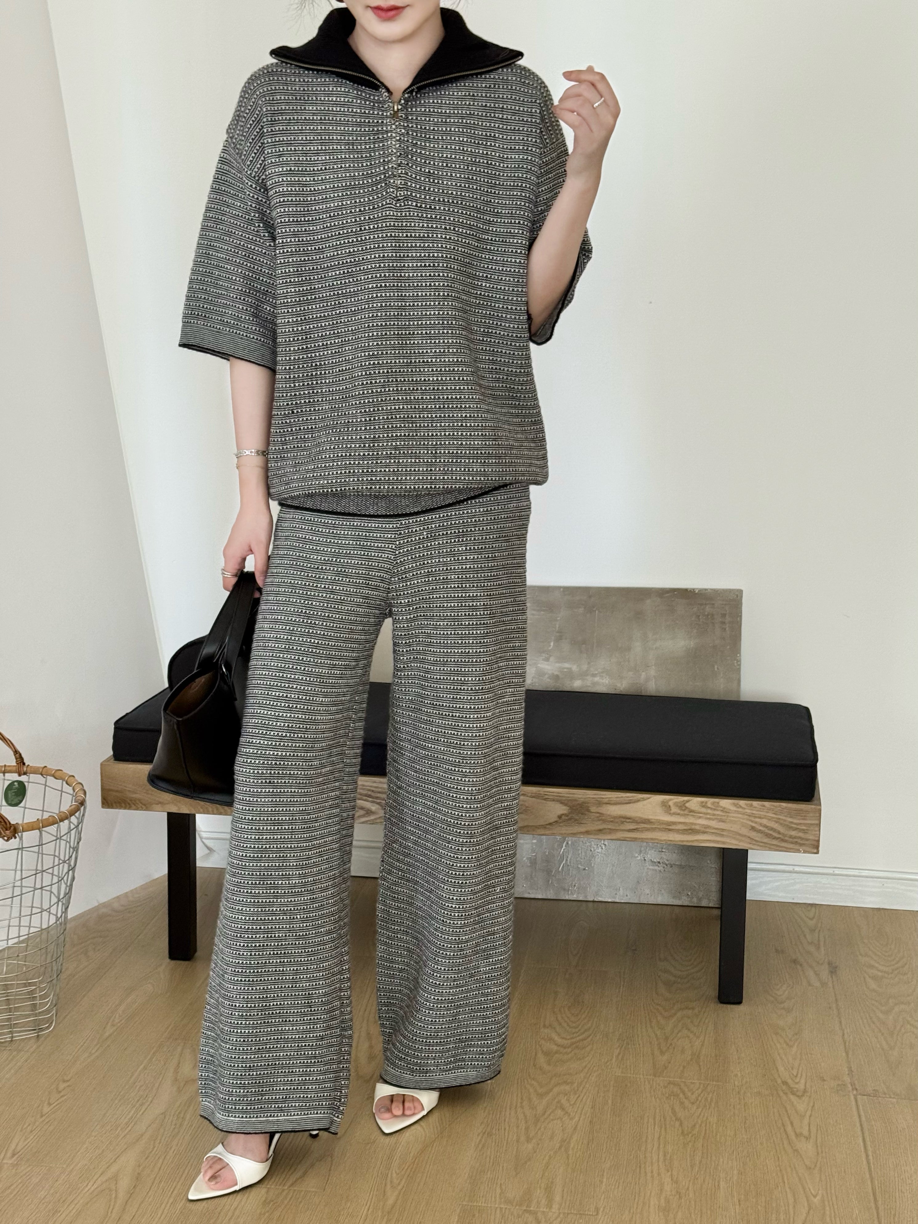 Lolo Knit Detail Suit Black