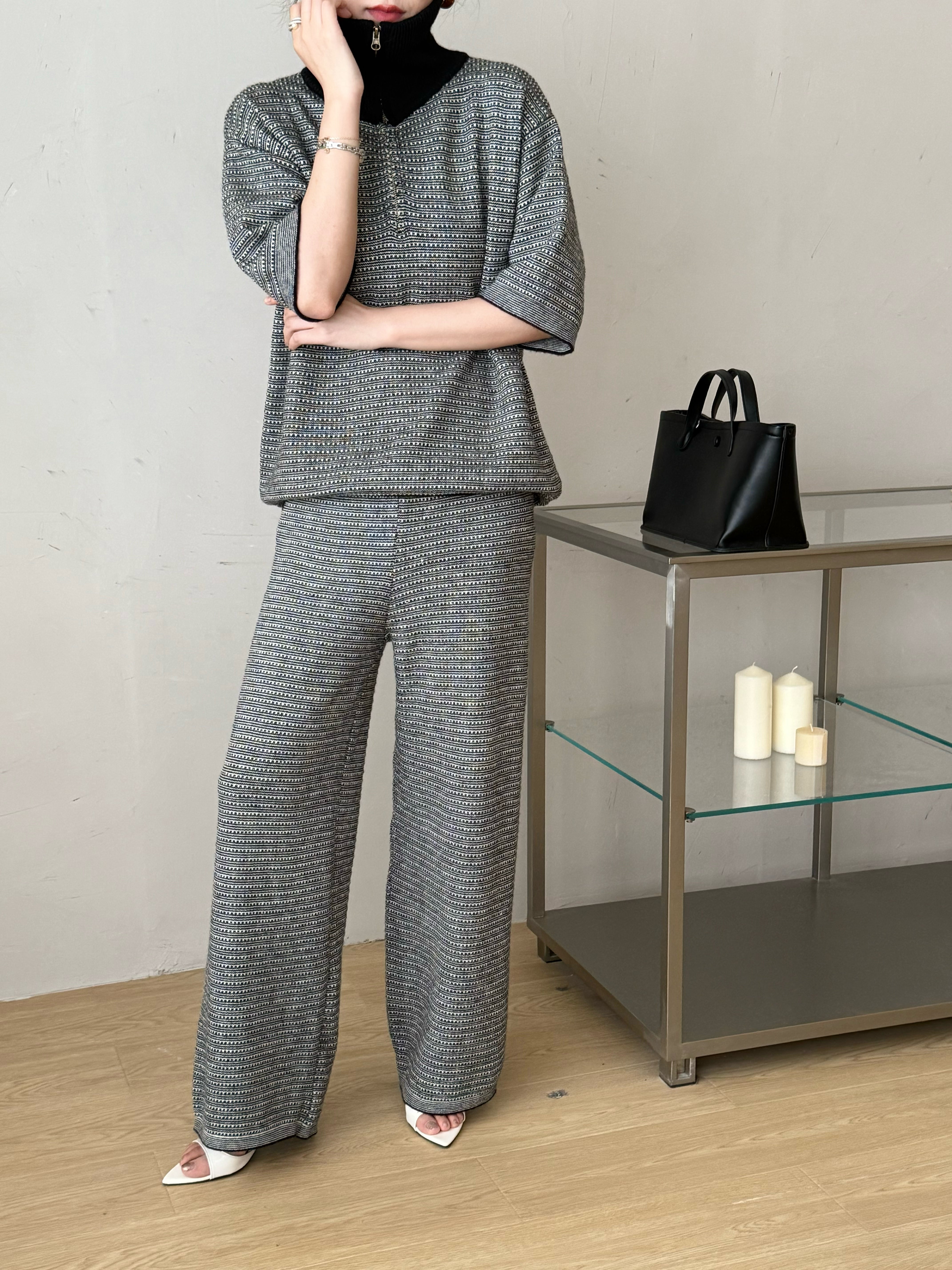 Lolo Knit Detail Suit Black