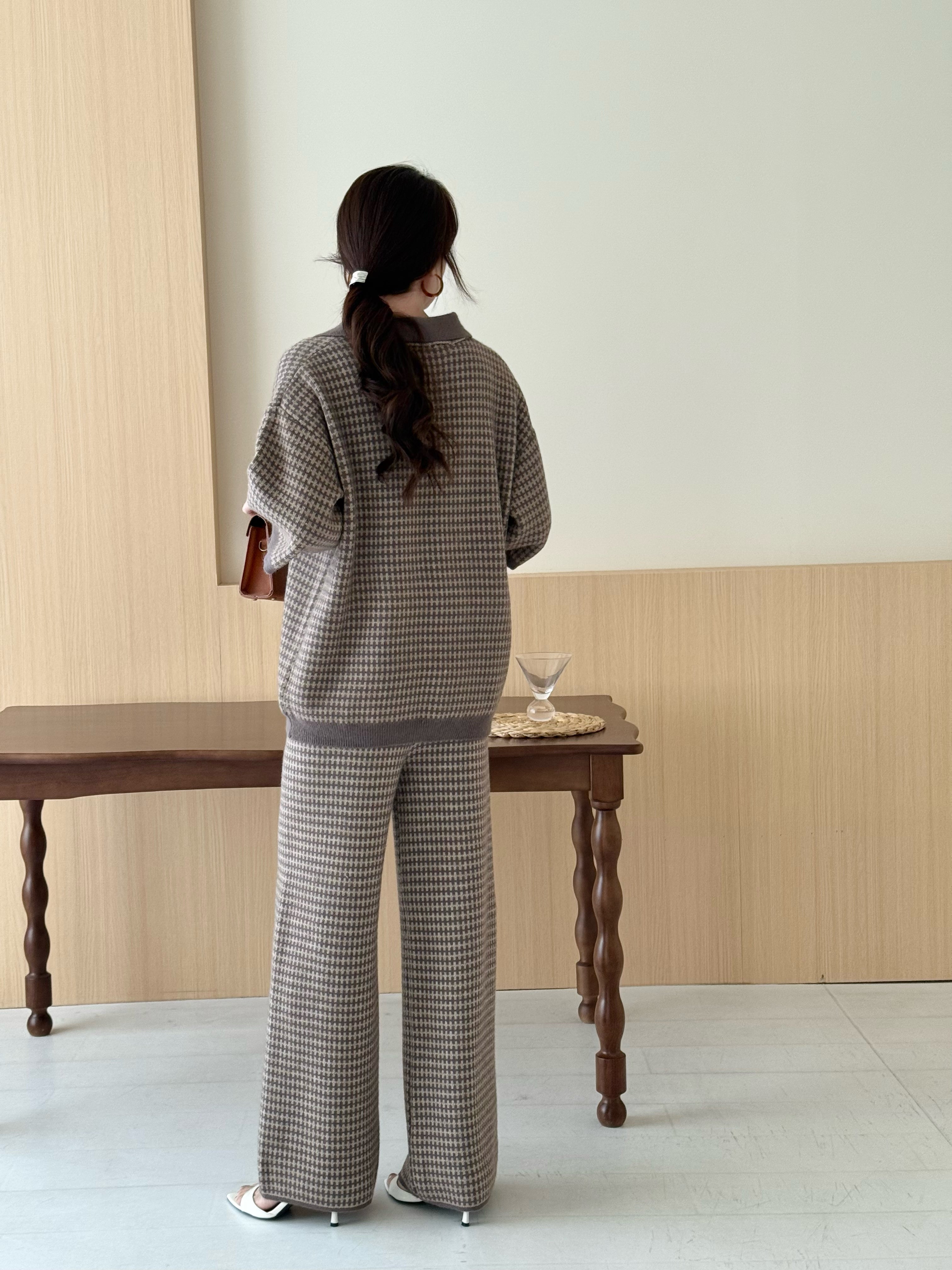 Sira Knit Detail Suit Dark Mouse