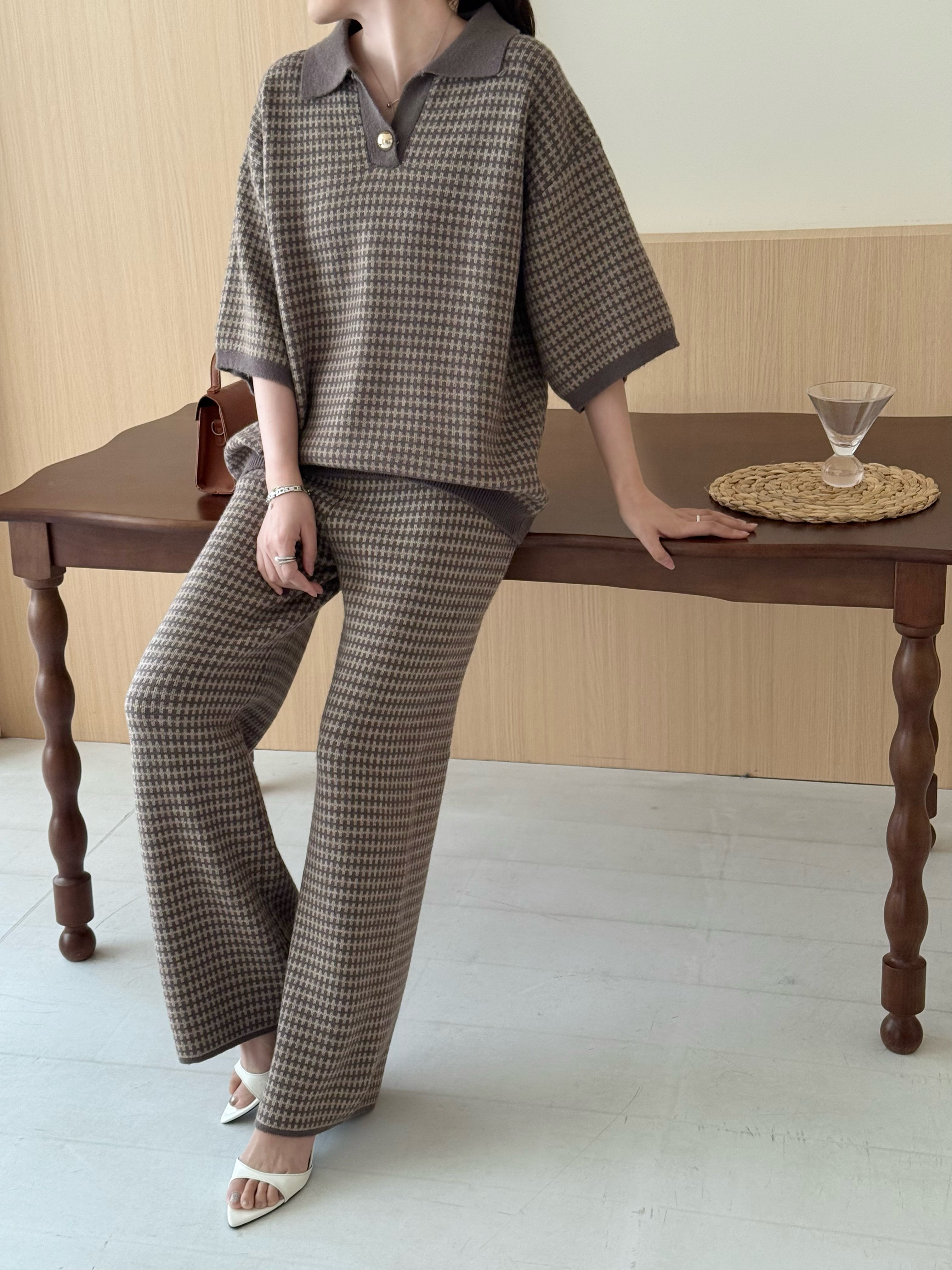 Sira Knit Detail Suit Dark Mouse