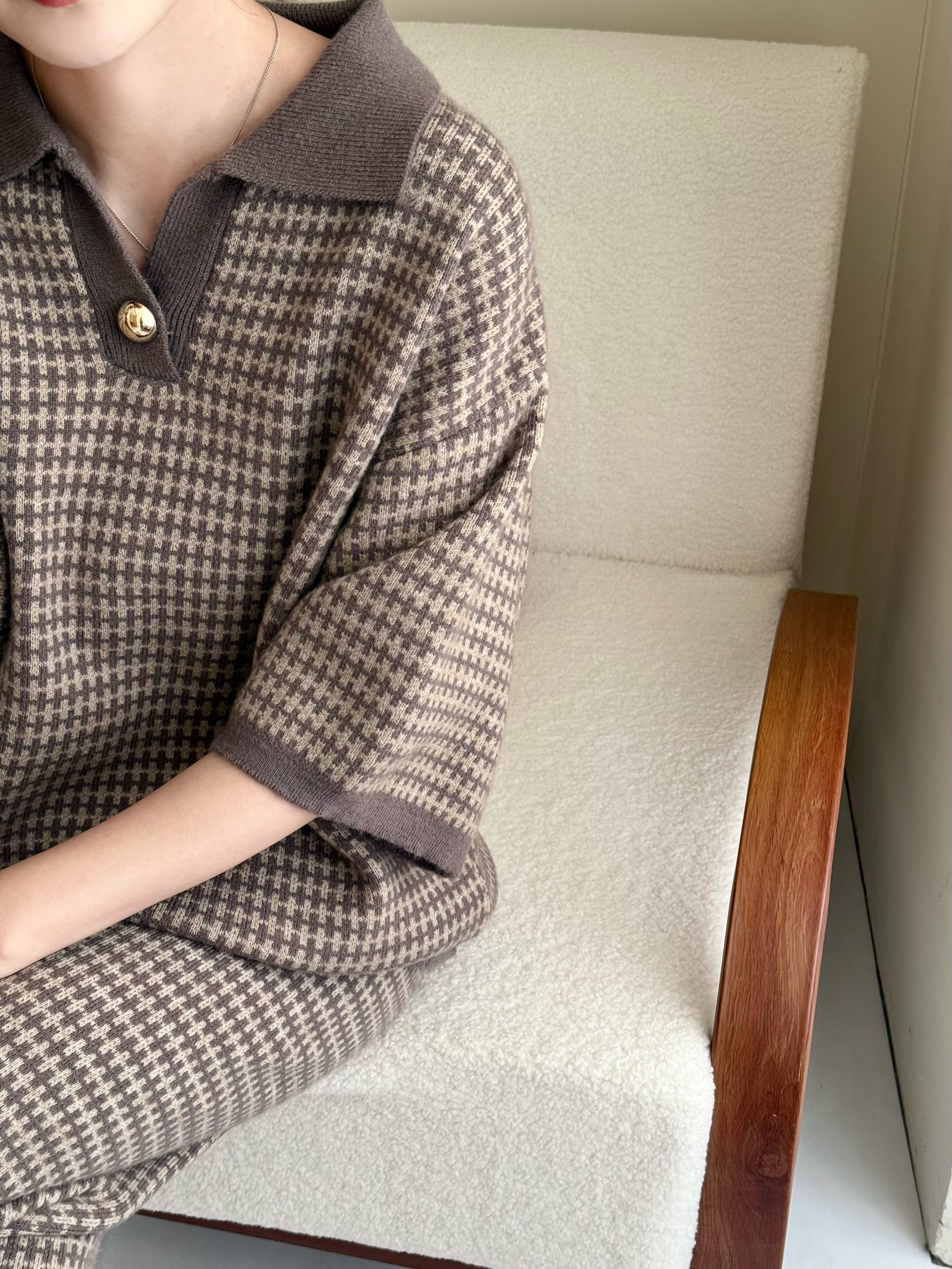 Sira Knit Detail Suit Dark Mouse