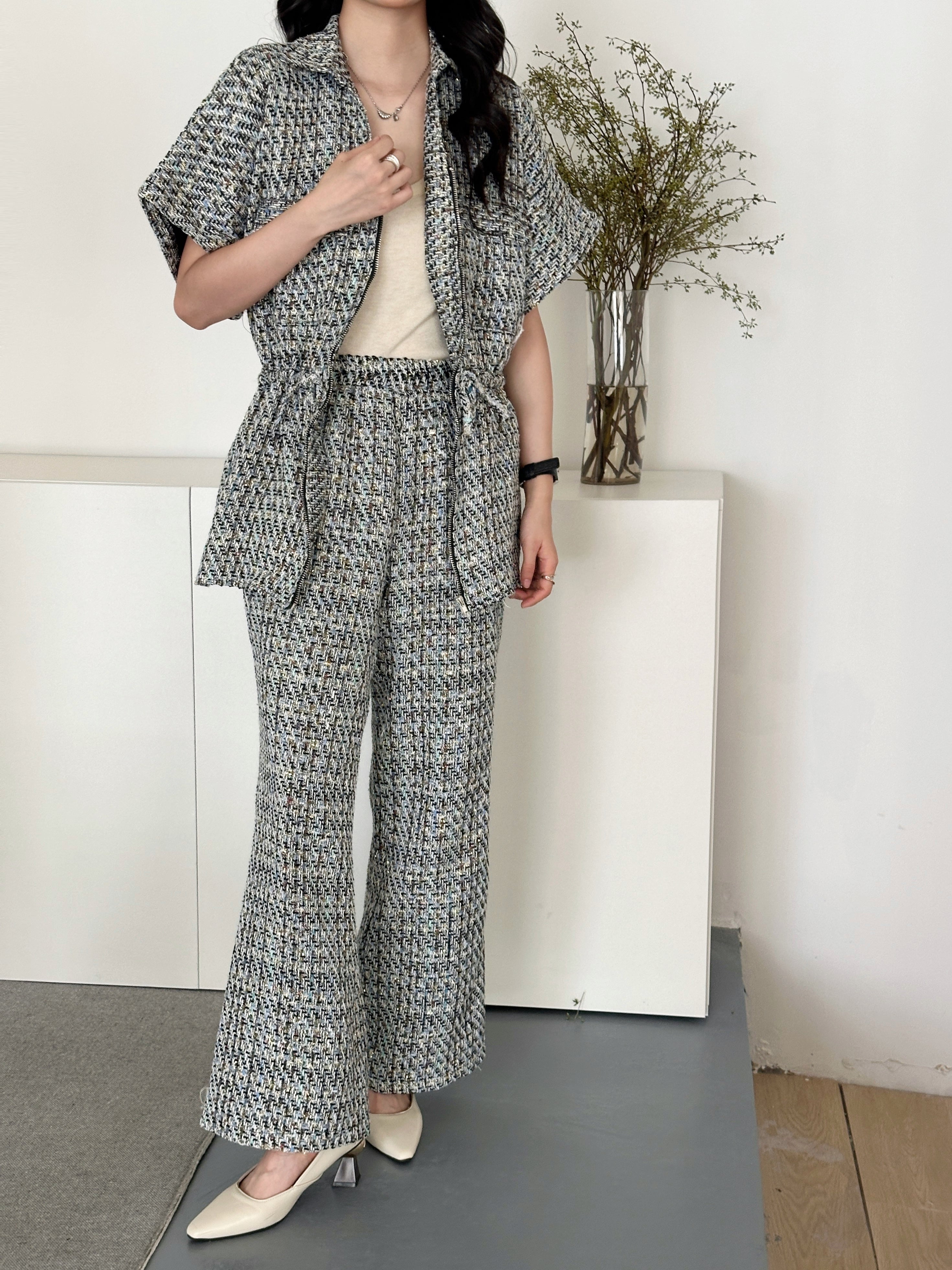 Pera Grey Chequered Knit Suit