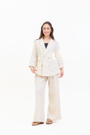 Ava Textured Double Breasted Summer Two Piece Suit