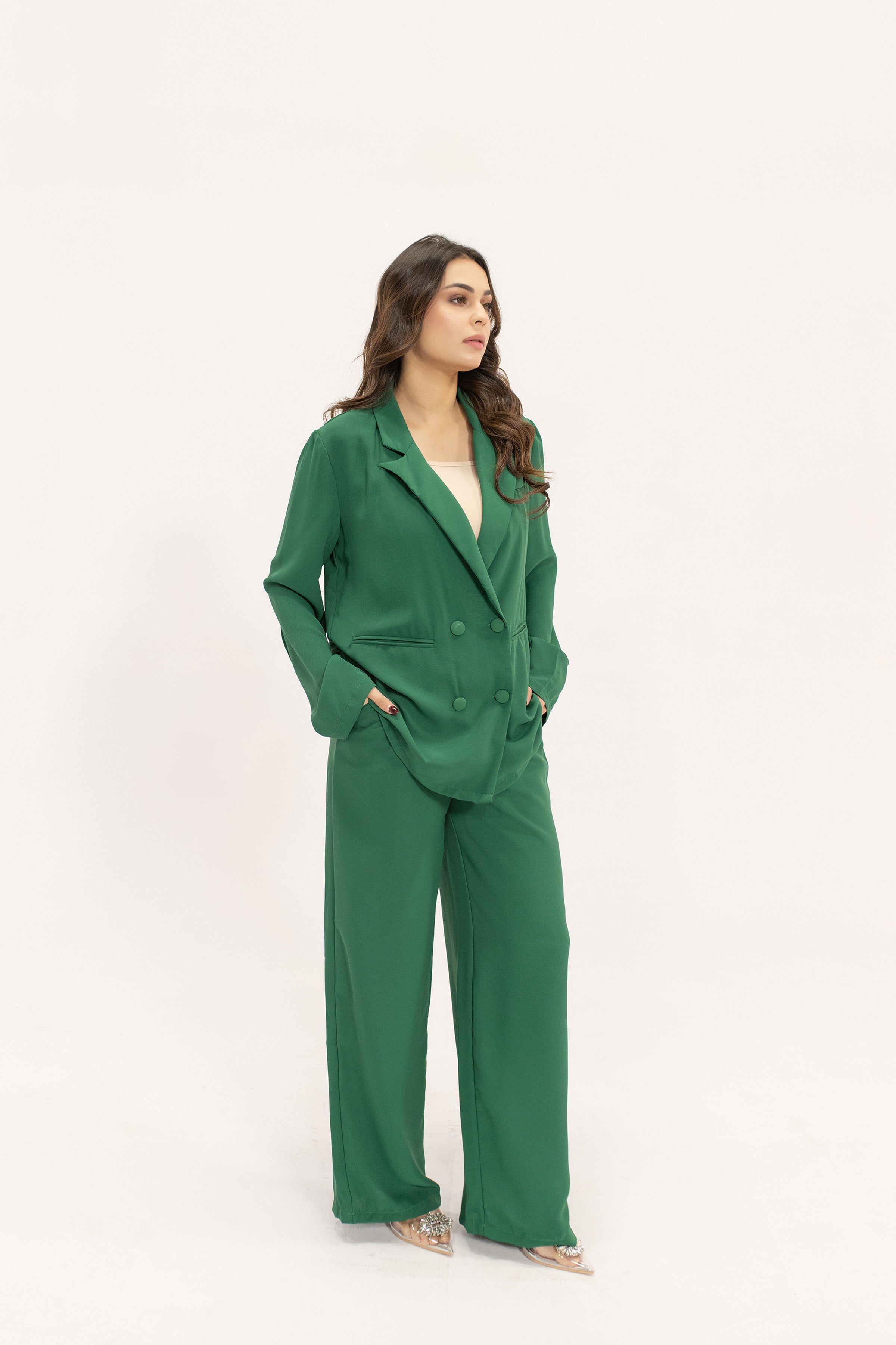 Safiya Green Double Breasted Suit