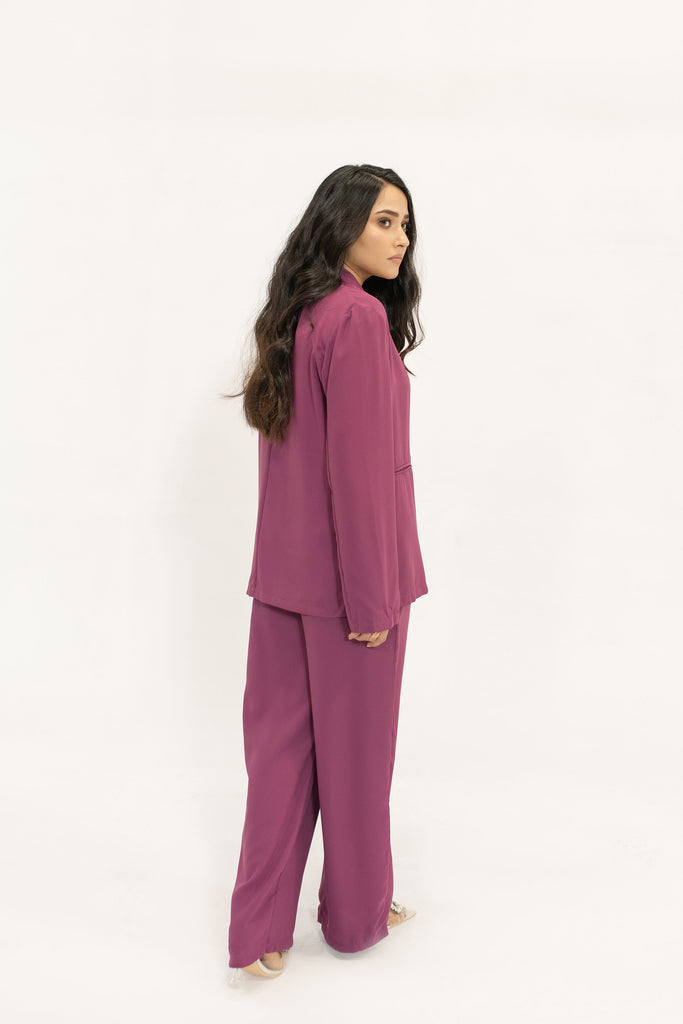 Safiya Plum Double Breasted Suit