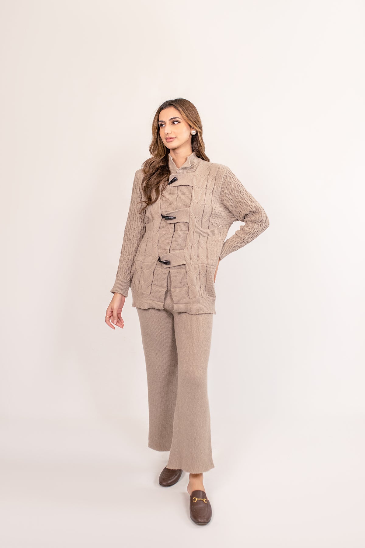 Amelia Brown Suit with black Button