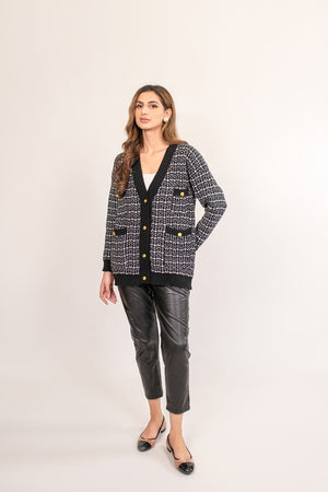Hulya Black Checkered Sweater