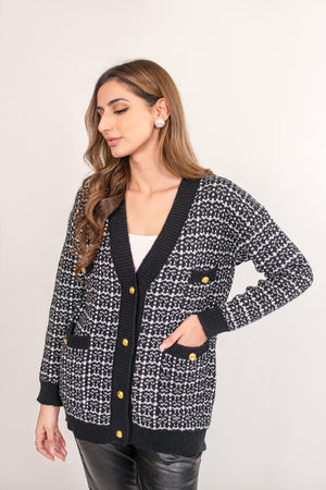 Hulya Black Checkered Sweater