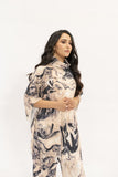 Yasmin Beige Marble Poncho Pleated Suit