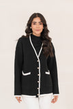 Leyla Black and white sweater perl button