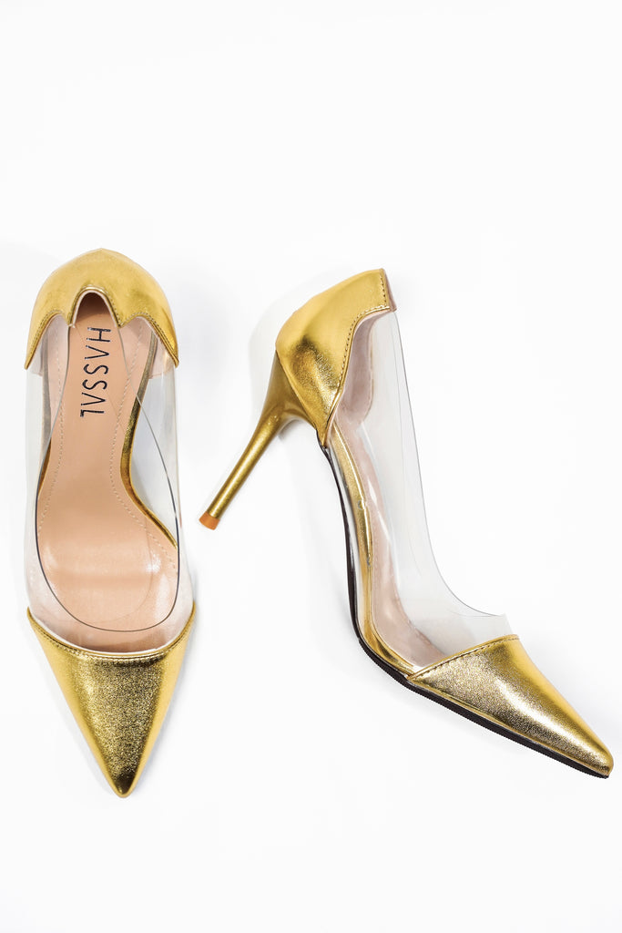 Golden Textured PVC Heels