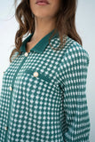 Pleated Oia Sea Green Set With Capri Pants