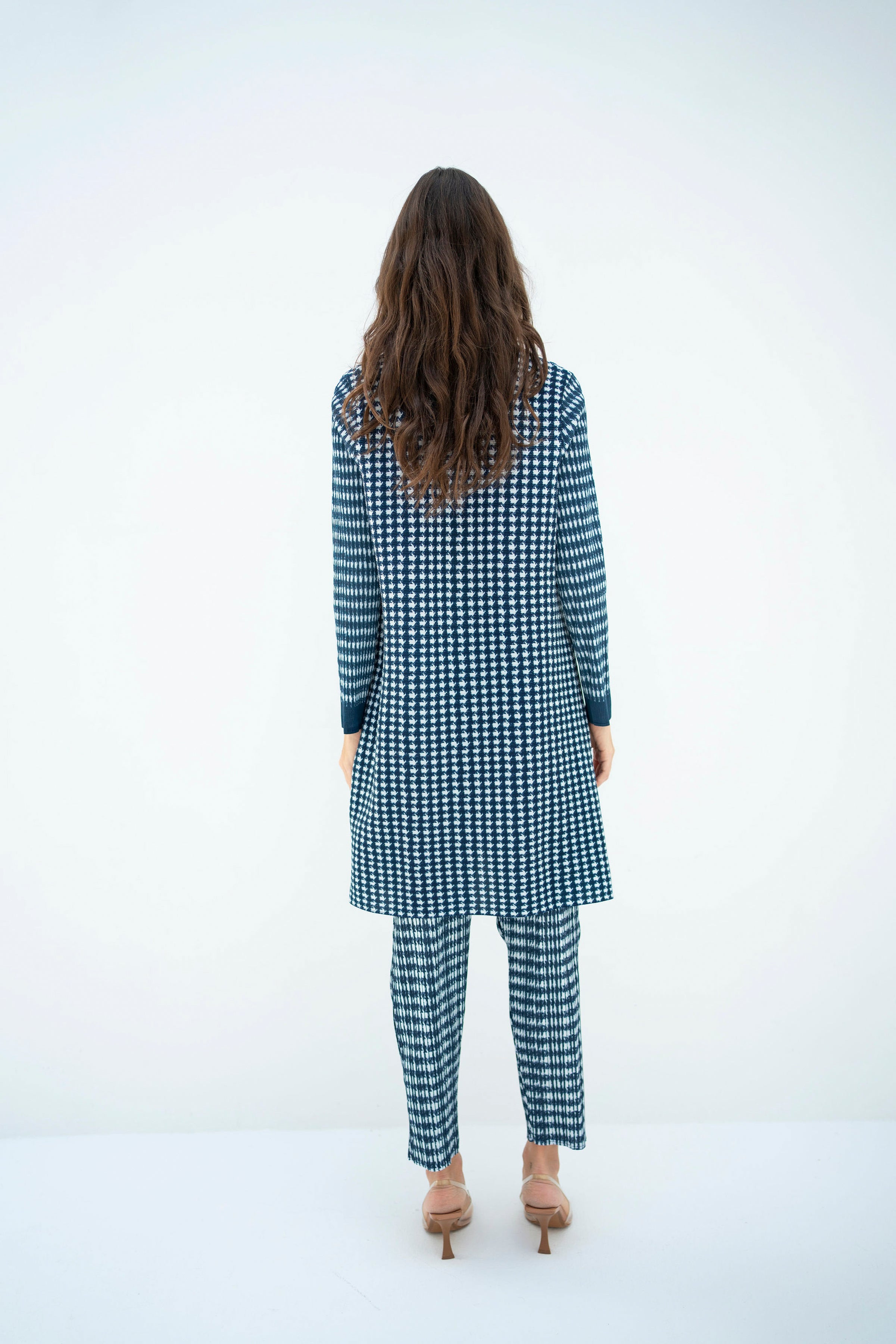 Pleated Oia Blue Set With Capri Pants