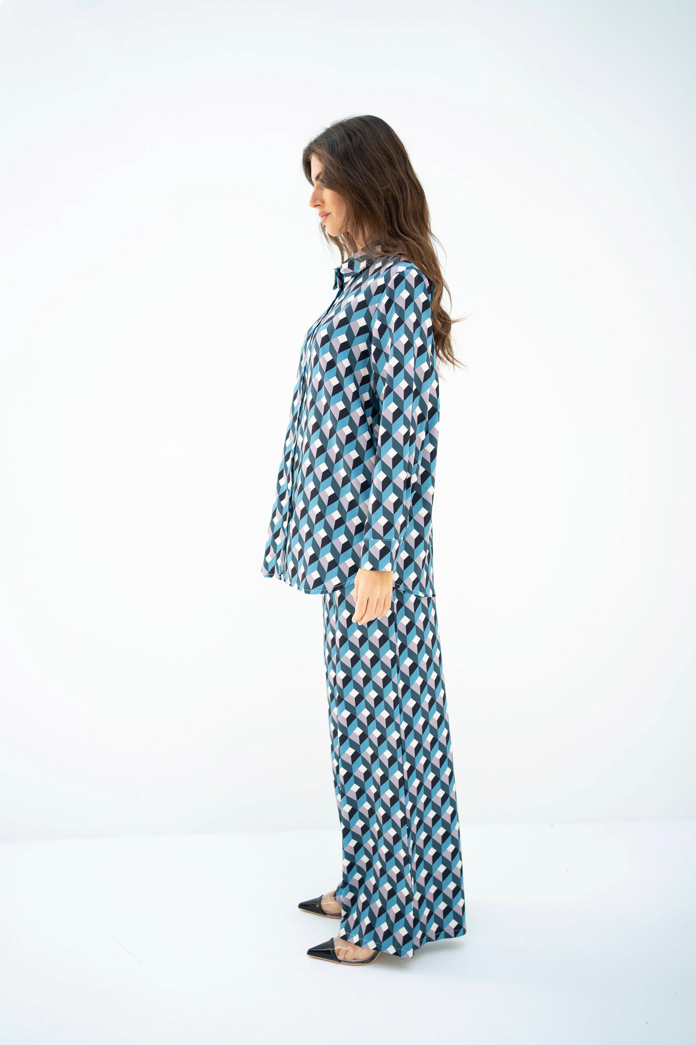 Elaha Geometric Teal Co Ord Set