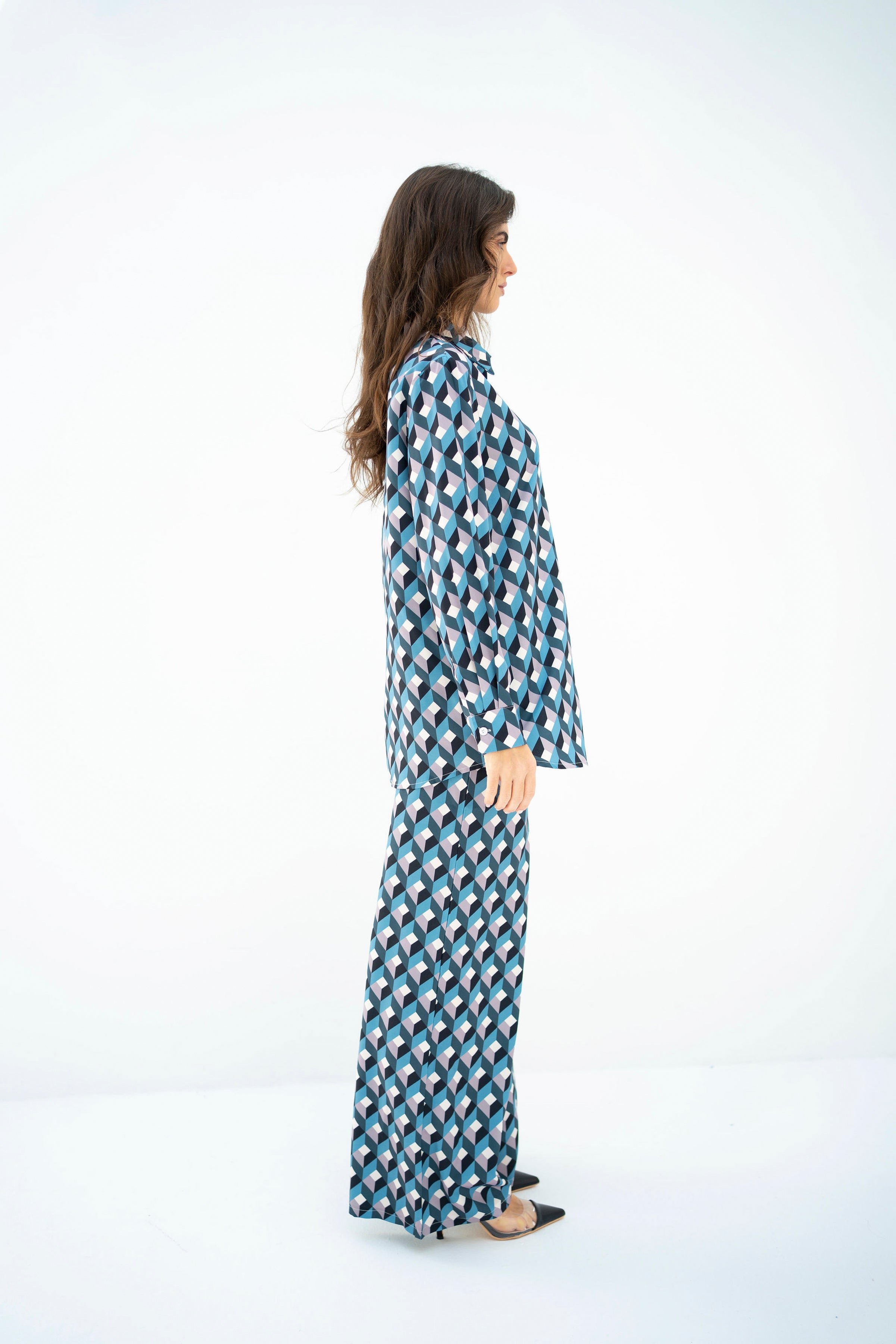 Elaha Geometric Teal Co Ord Set