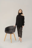 Cut Out Shoulder Top Sweater Black