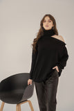 Cut Out Shoulder Top Sweater Black