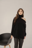 Cut Out Shoulder Top Sweater Black