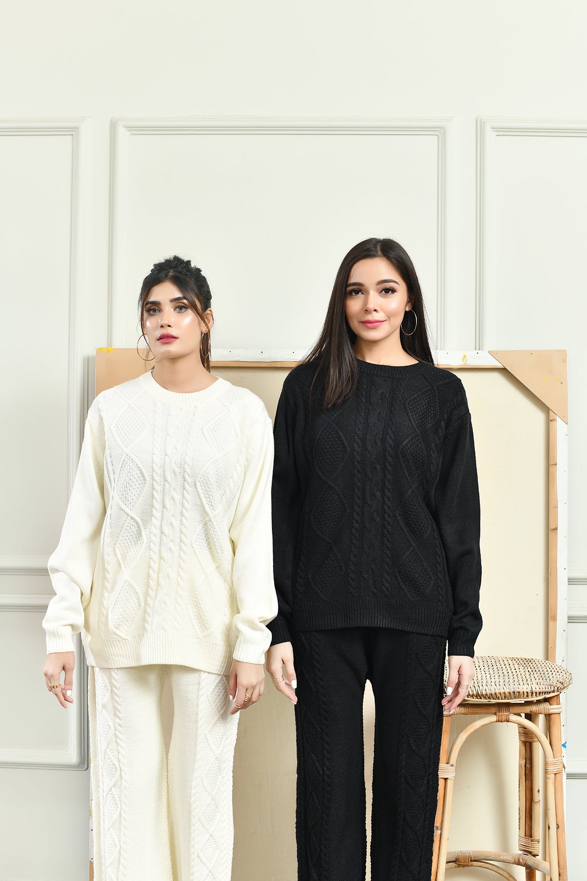 Ania Cable Knitted Separates White