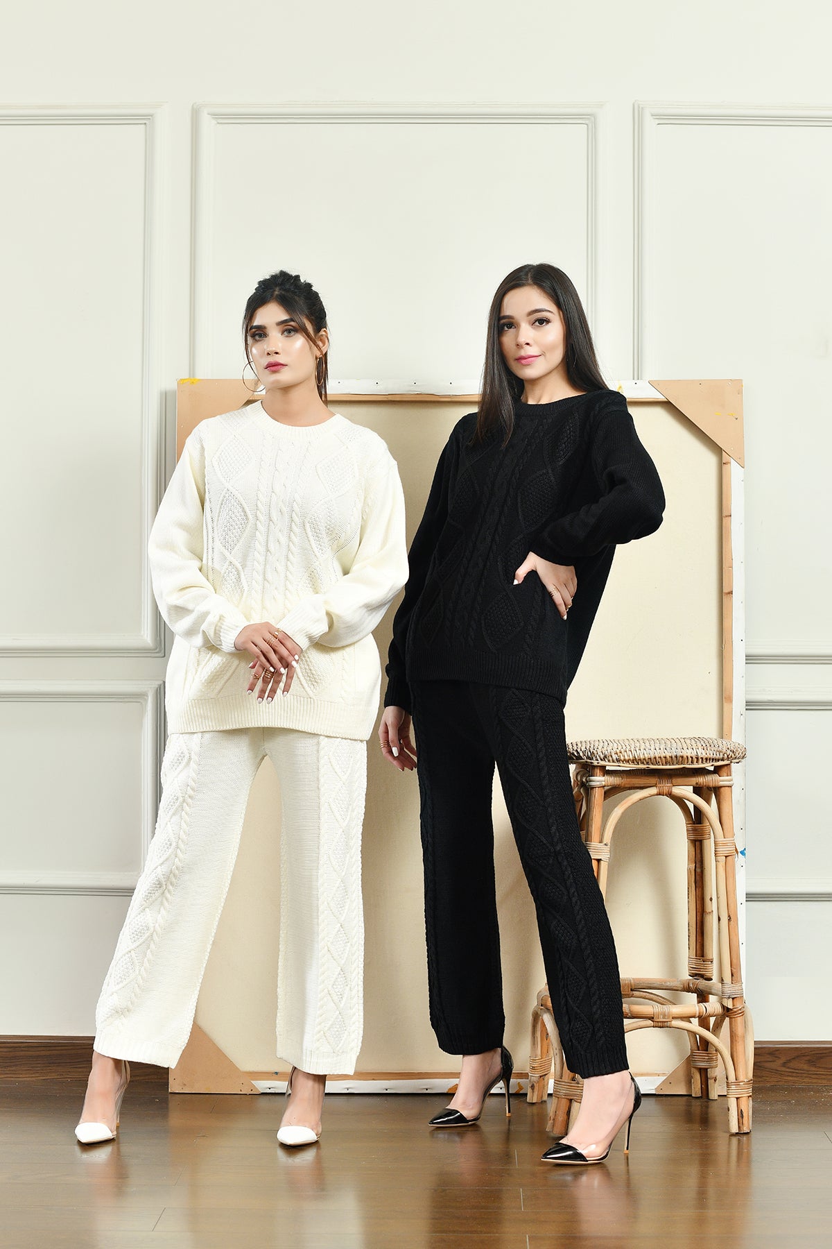 Ania Cable Knitted Separates White