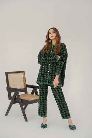 Defne Oversized Green Houndstooth Suit