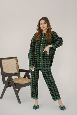Defne Oversized Green Houndstooth Suit