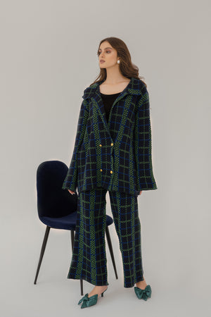 Sabrina Checkered Green Suit