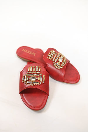 Marina Rhinestone Flats Maroon