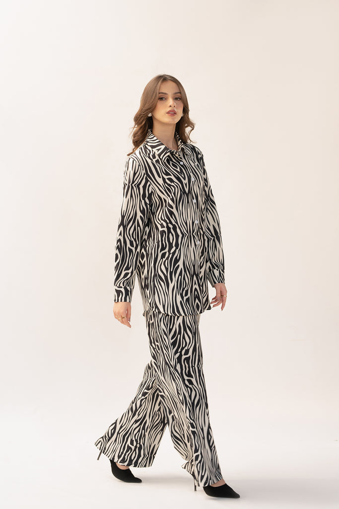Elif Black and White Zebra Suit