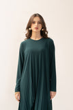 Melis Pleated With Long Asymmetrical Front Green