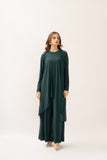 Melis Pleated With Long Asymmetrical Front Green