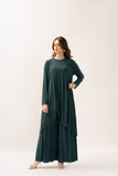 Melis Pleated With Long Asymmetrical Front Green