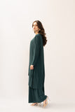 Melis Pleated With Long Asymmetrical Front Green