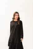 Melis Pleated With Long Asymmetrical Front Black