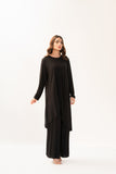 Melis Pleated With Long Asymmetrical Front Black