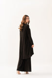 Melis Pleated With Long Asymmetrical Front Black