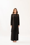 Melis Pleated With Long Asymmetrical Front Black