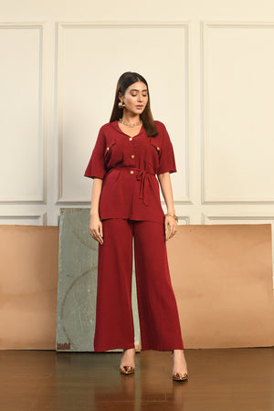 Karen buttoned separates Maroon